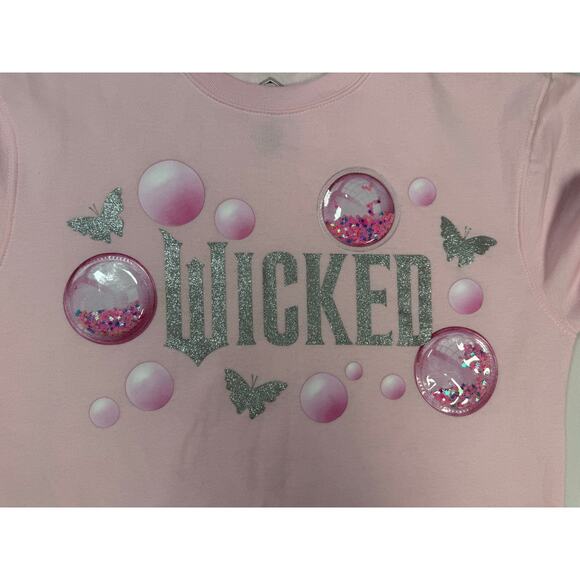WICKED Pink Crewneck Sweatshirt Pink Bubble Stars Size LARGE - Picture 3 of 10